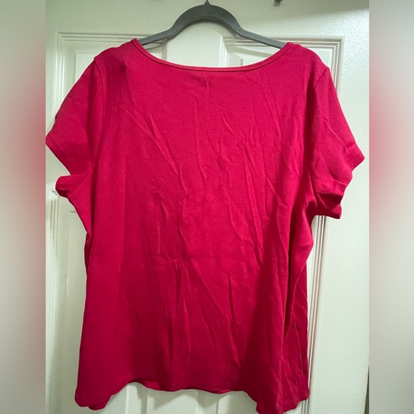 NWT Old Navy Square Neck Rib Knit Short Sleeve Top in Raspberry Pink Size 3X - Picture 2 of 5